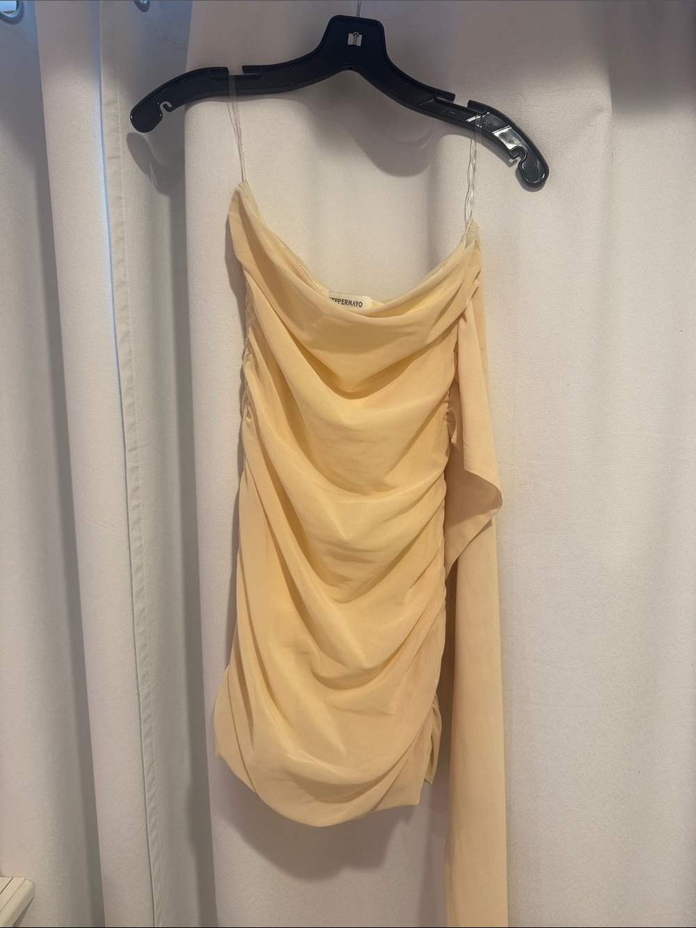 Pepper Mayo Breaking News Micro Mini Dress in Soft Yellow